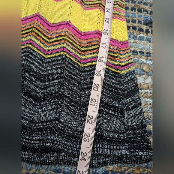 VTG Wet Paint Cowl Neck Sweater L Sleeveless Chevron Grey Orange Cluttercore - Picture 3 of 7